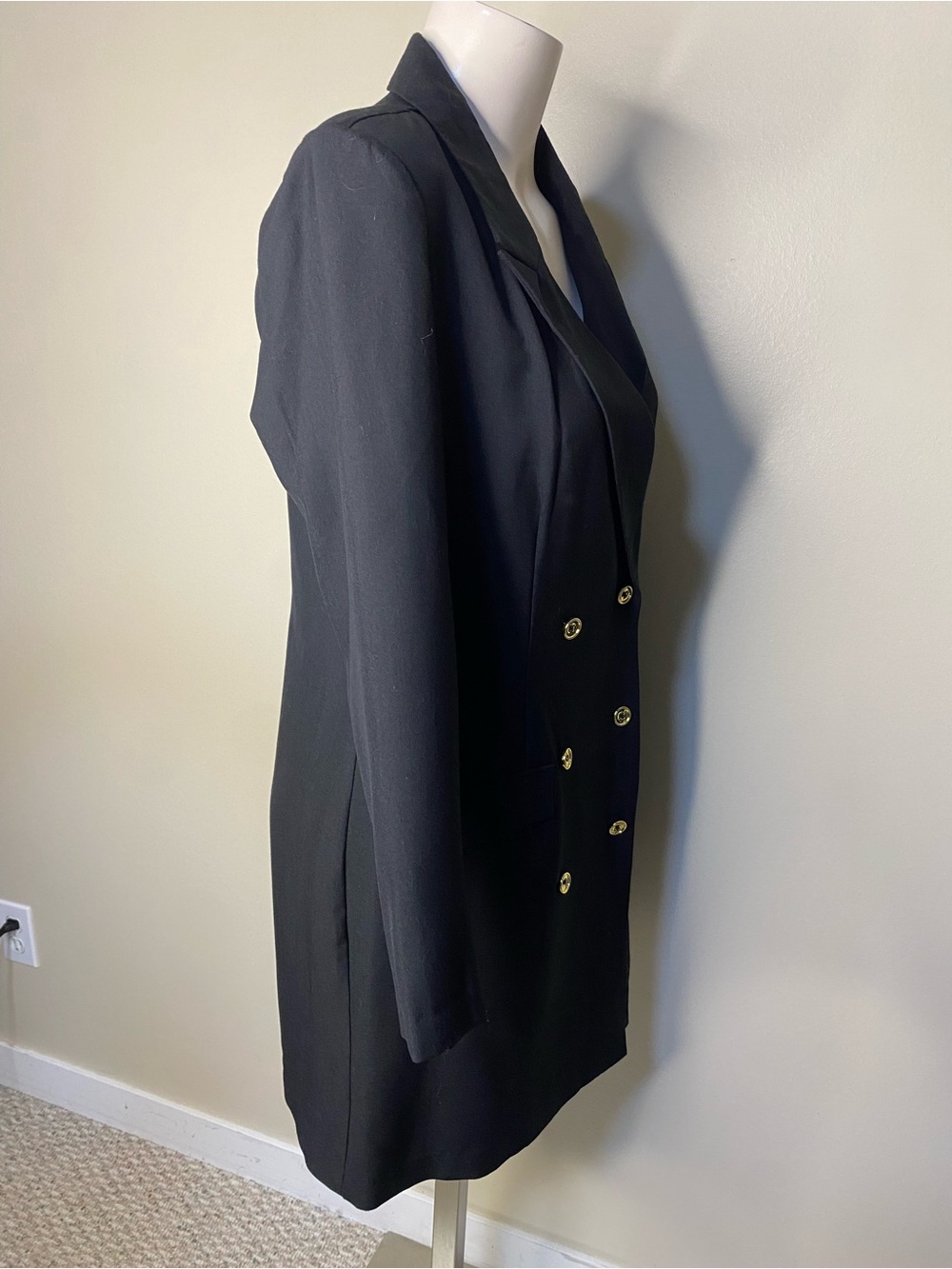 Sharagano Black Double Breasted Blazer Dress Gold Buttons Size 8 NWT - Picture 3 of 7